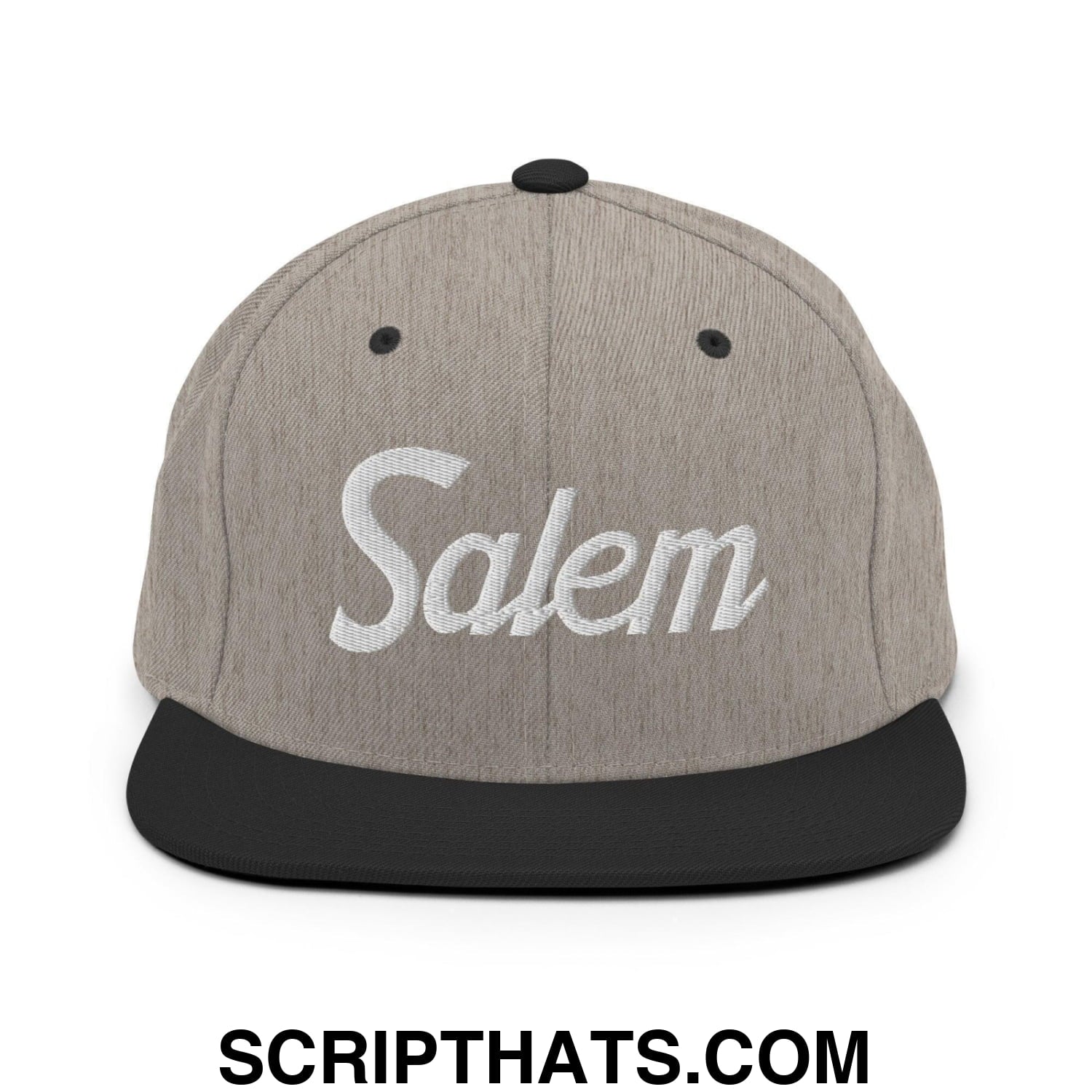 Salem Script Snapback Hat Heather Black