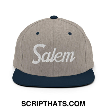Salem Script Snapback Hat Heather Grey Navy