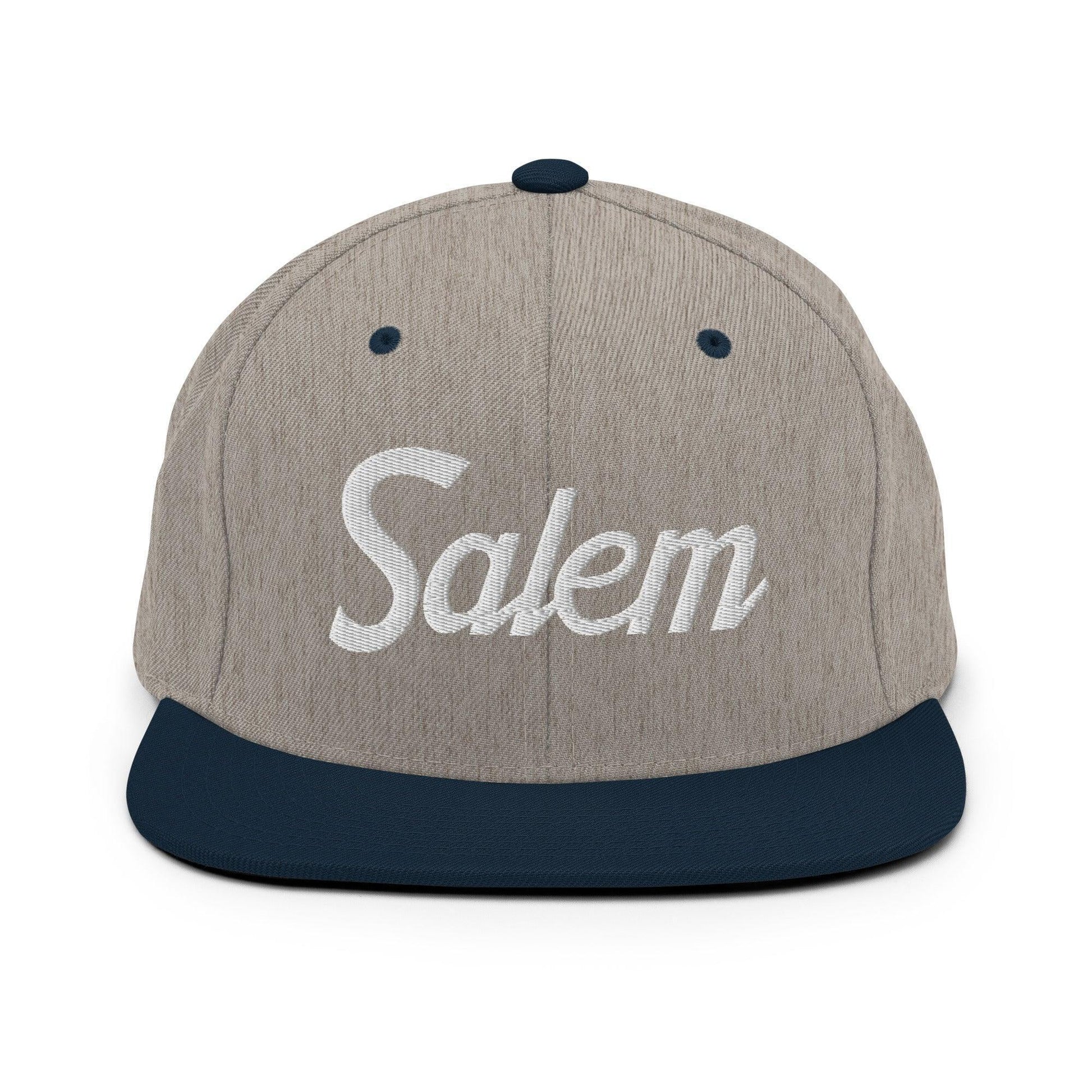 Salem Script Snapback Hat Heather Grey/ Navy