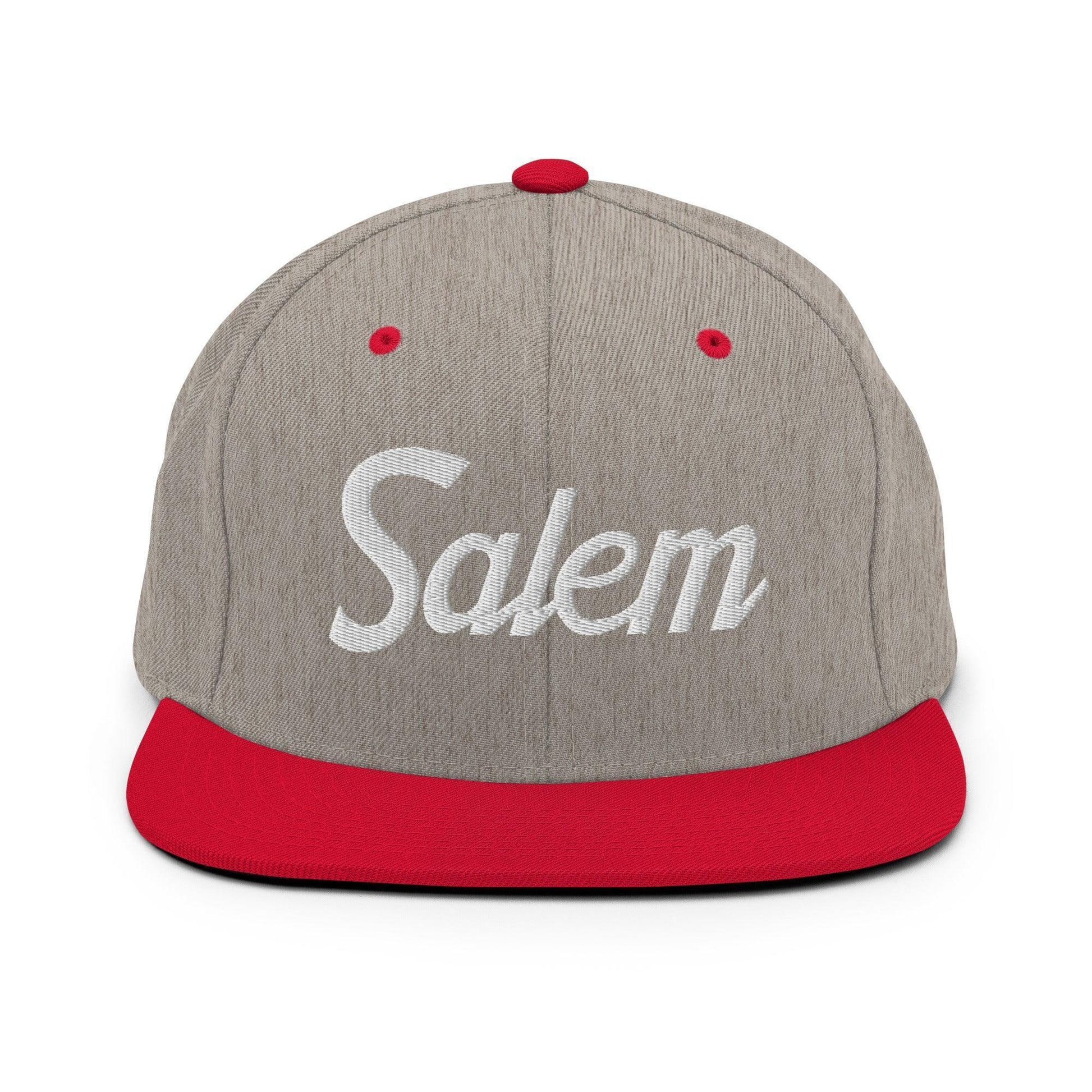 Salem Script Snapback Hat Heather Grey/ Red
