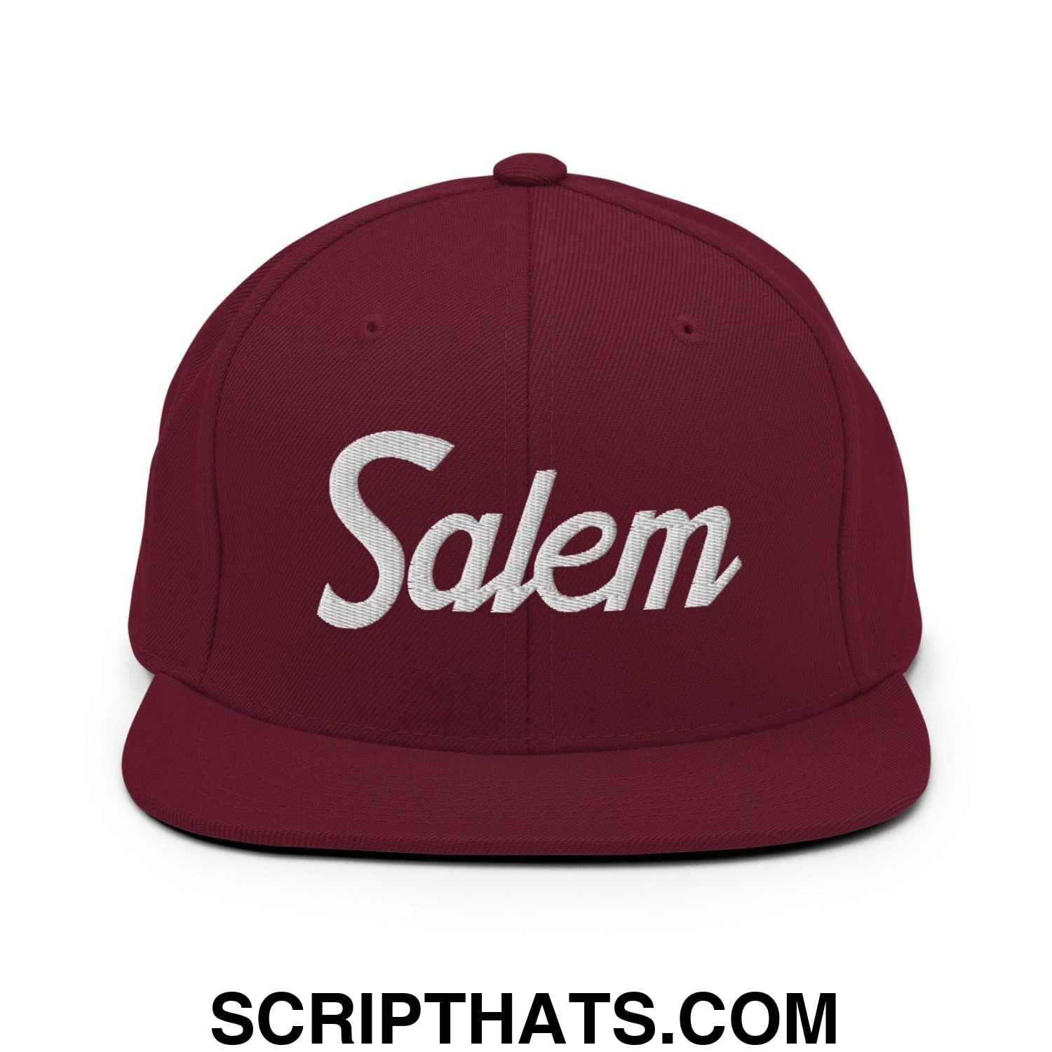 Salem Script Snapback Hat Maroon