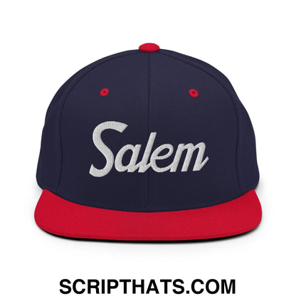 Salem Script Snapback Hat Navy Red