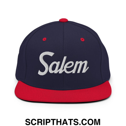 Salem Script Snapback Hat Navy Red