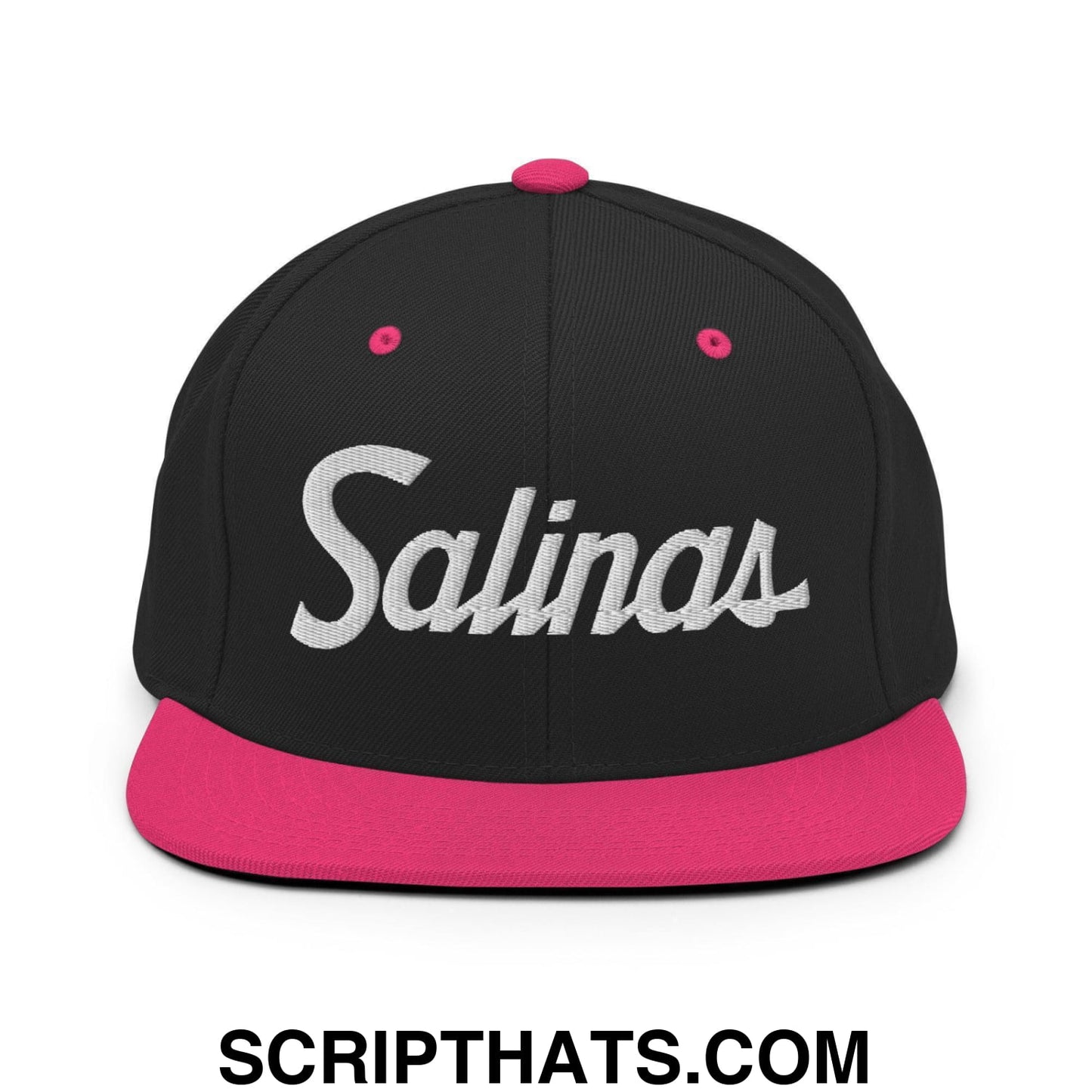 Salinas Script Snapback Hat Black Neon Pink