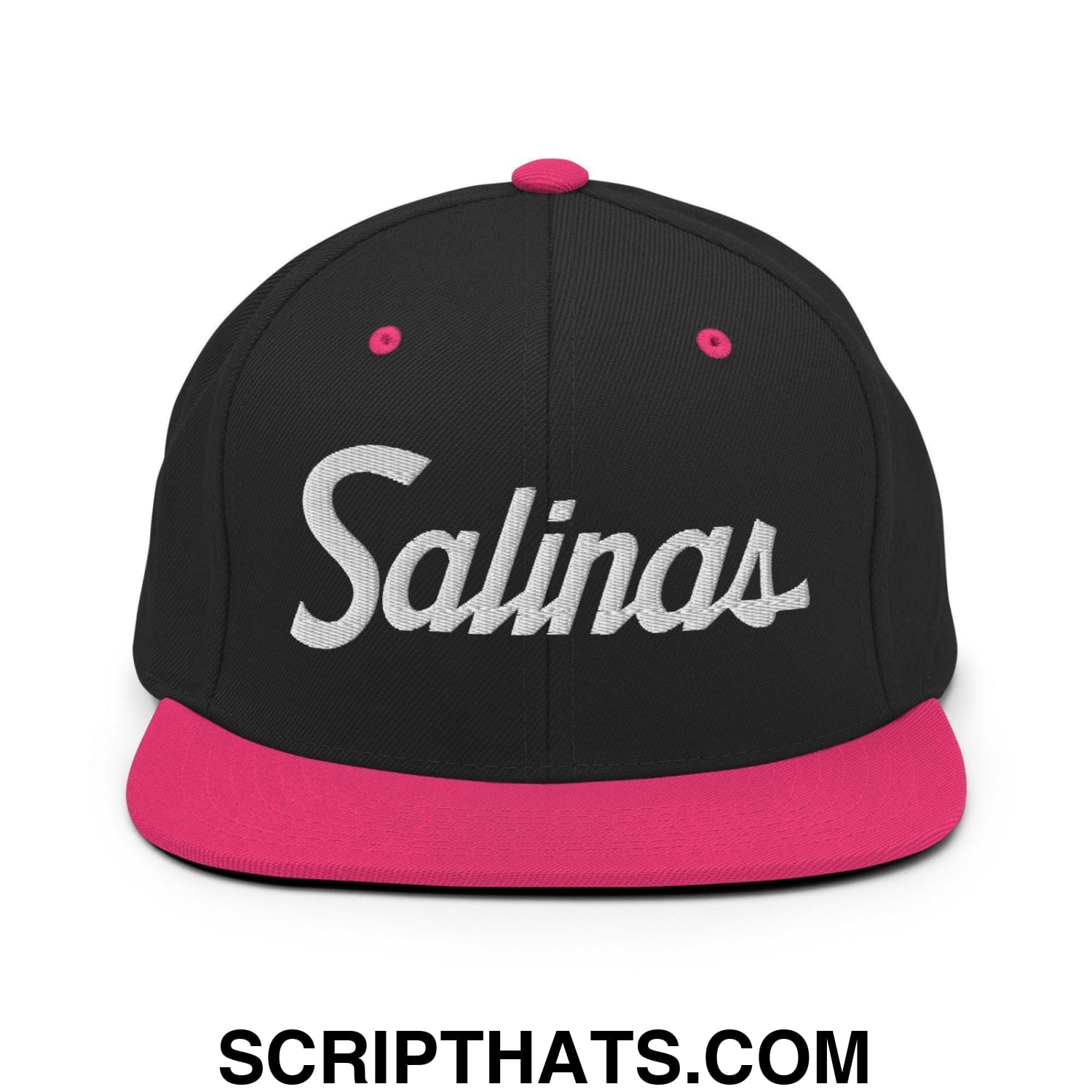 Salinas Script Snapback Hat Black Neon Pink