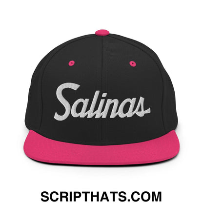 Salinas Script Snapback Hat Black Neon Pink