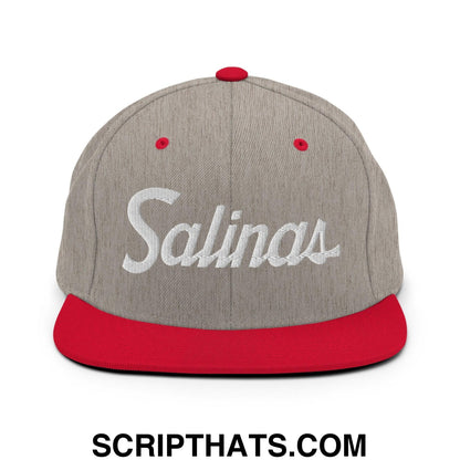Salinas Script Snapback Hat Heather Grey Red