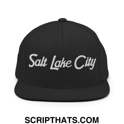 Salt Lake City Script Snapback Hat Black