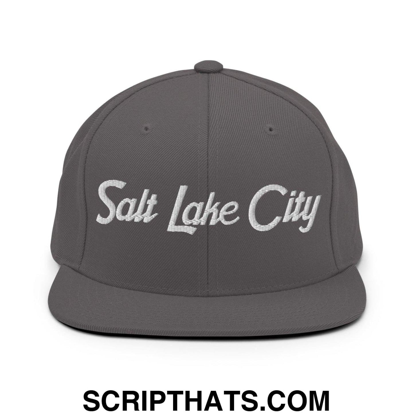 Salt Lake City Script Snapback Hat Dark Grey