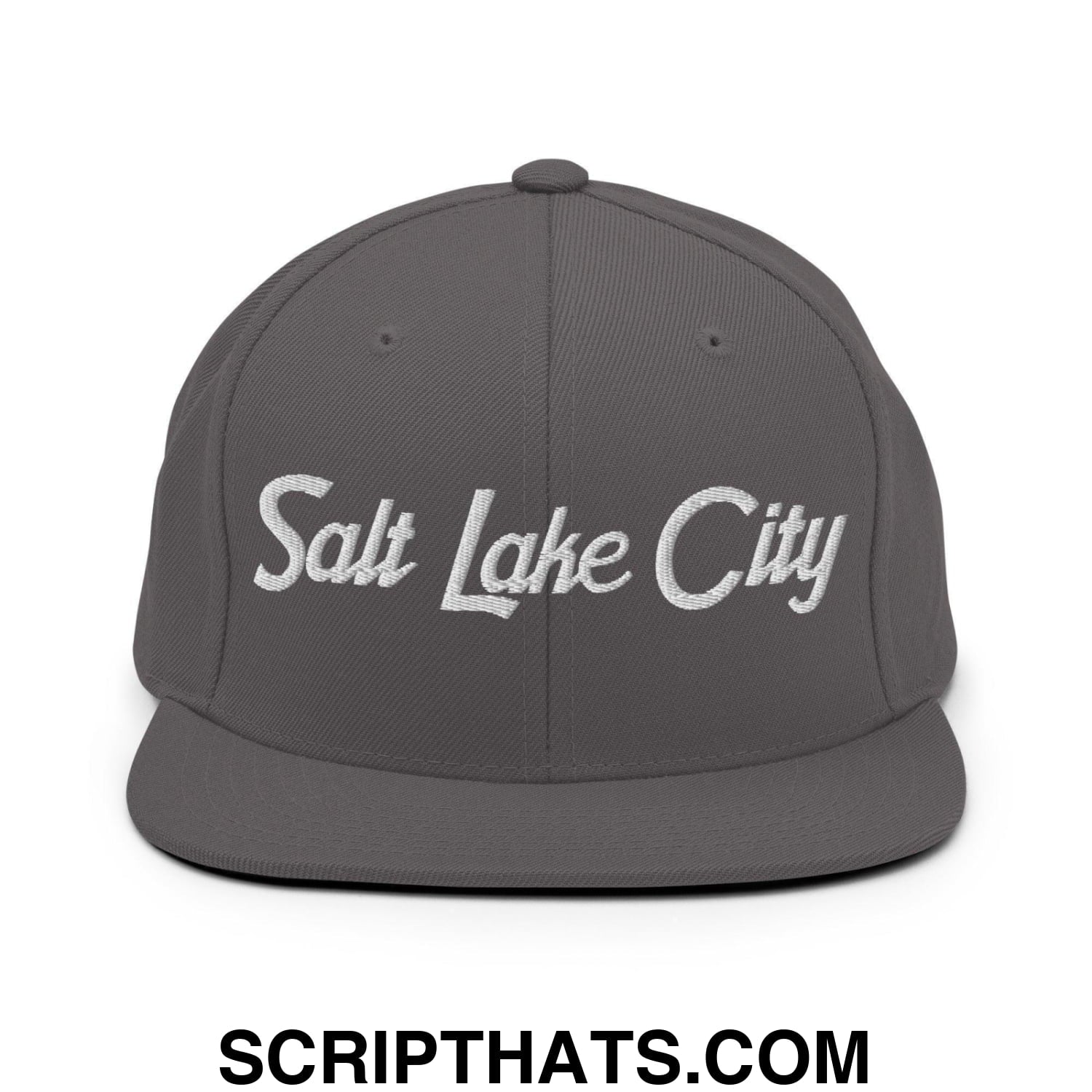 Salt Lake City Script Snapback Hat Dark Grey