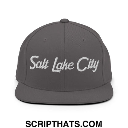 Salt Lake City Script Snapback Hat Dark Grey