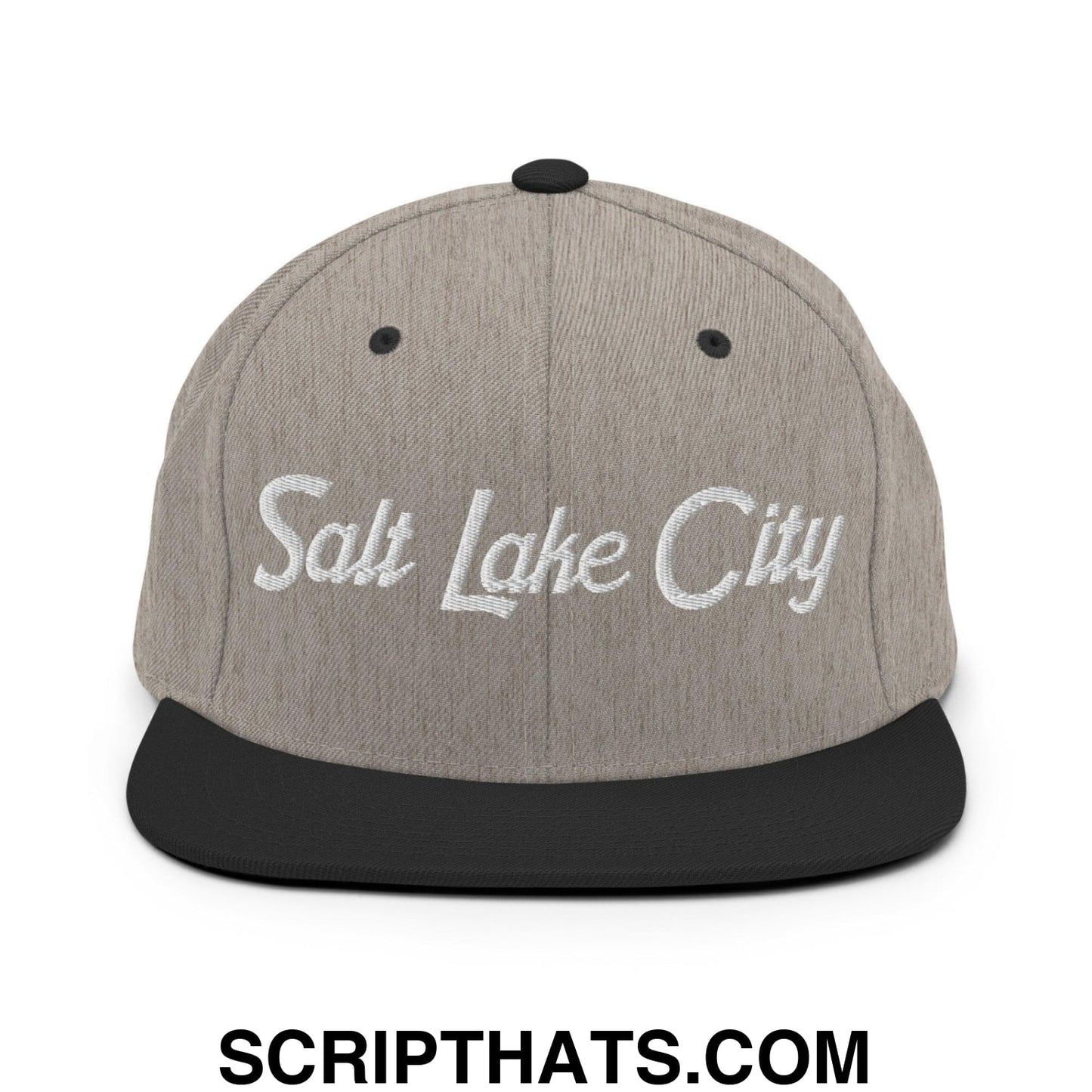 Salt Lake City Script Snapback Hat Heather Black