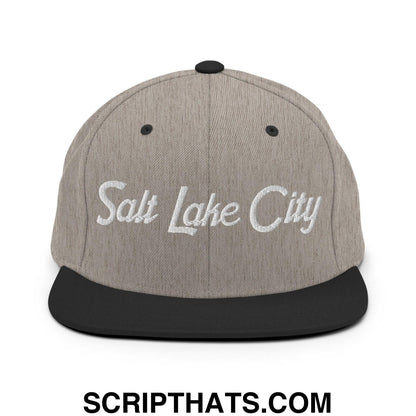 Salt Lake City Script Snapback Hat Heather Black