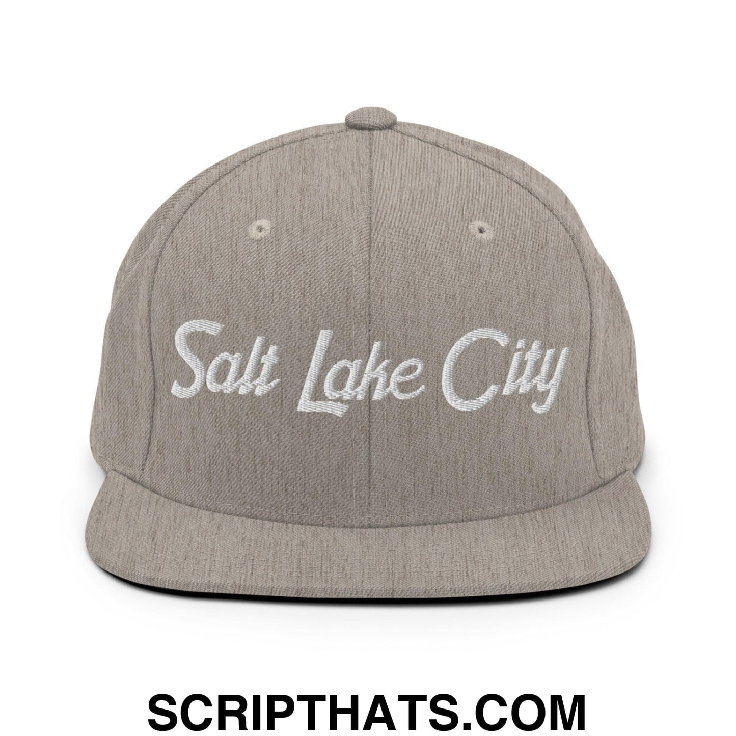 Salt Lake City Script Snapback Hat Heather Grey
