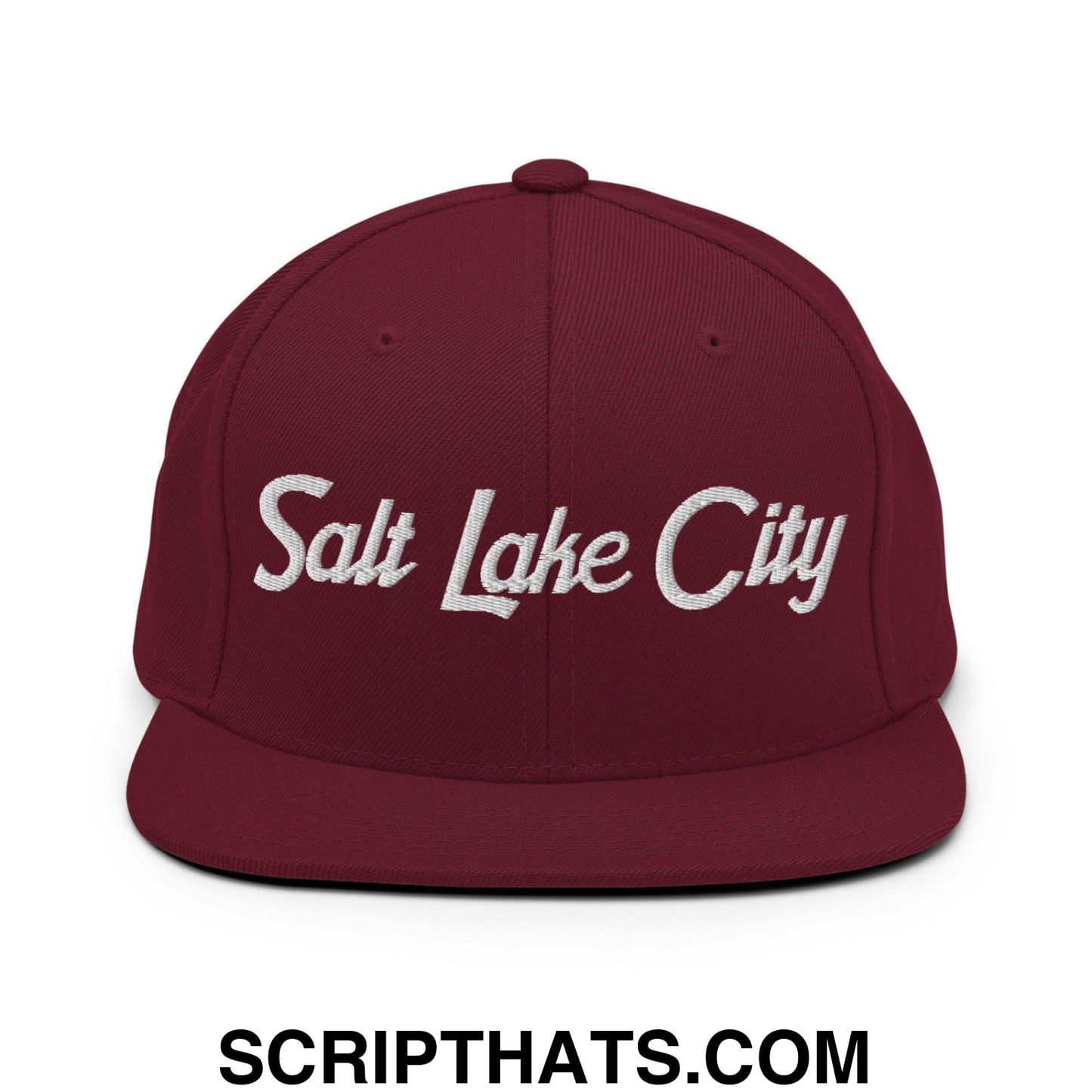 Salt Lake City Script Snapback Hat Maroon