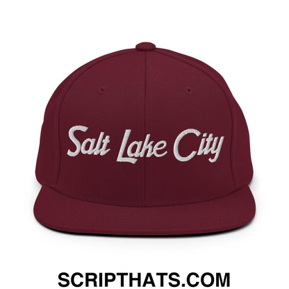 Salt Lake City Script Snapback Hat Maroon