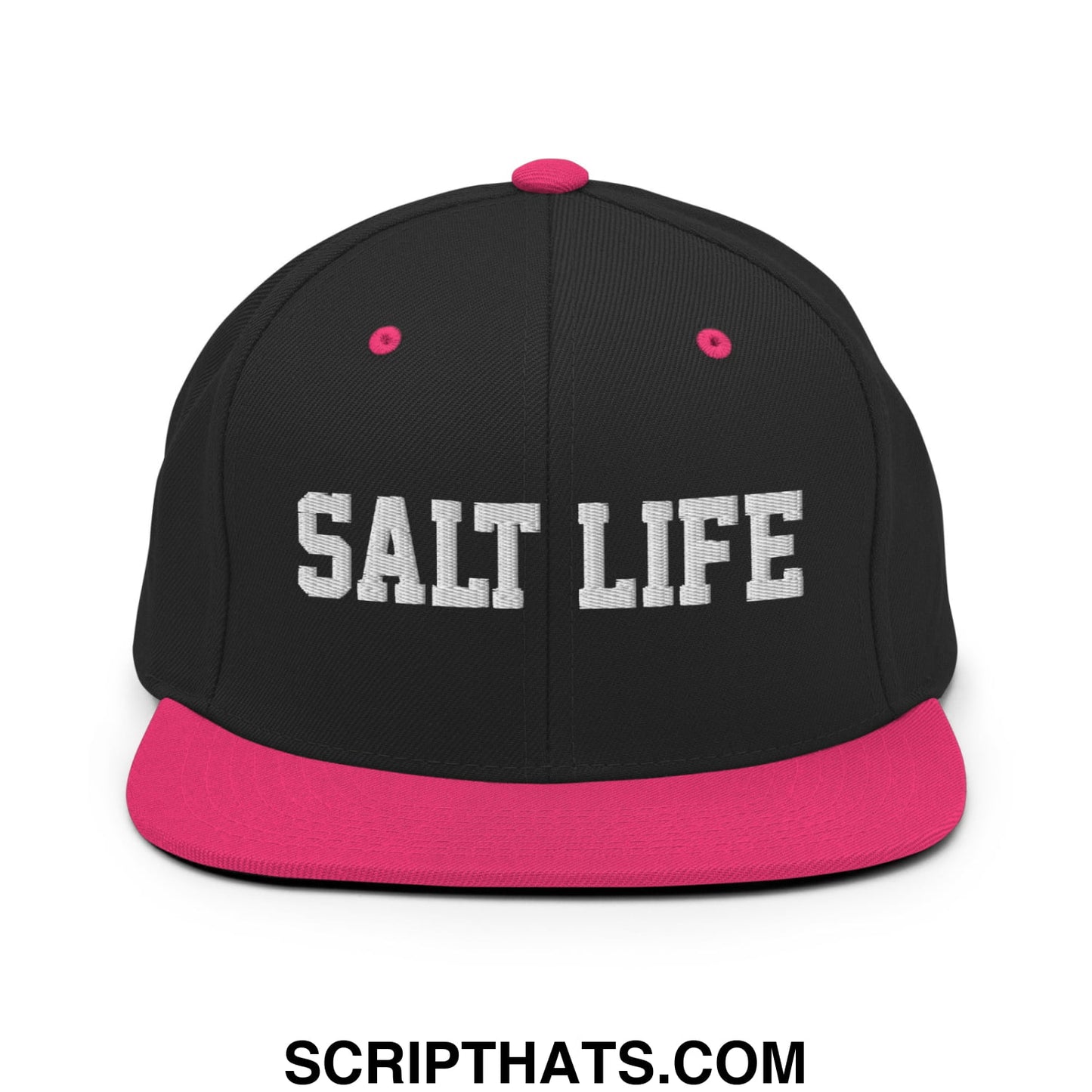 Salt Life Embroidered Flat Bill Brim Snapback Hat Black Neon Pink