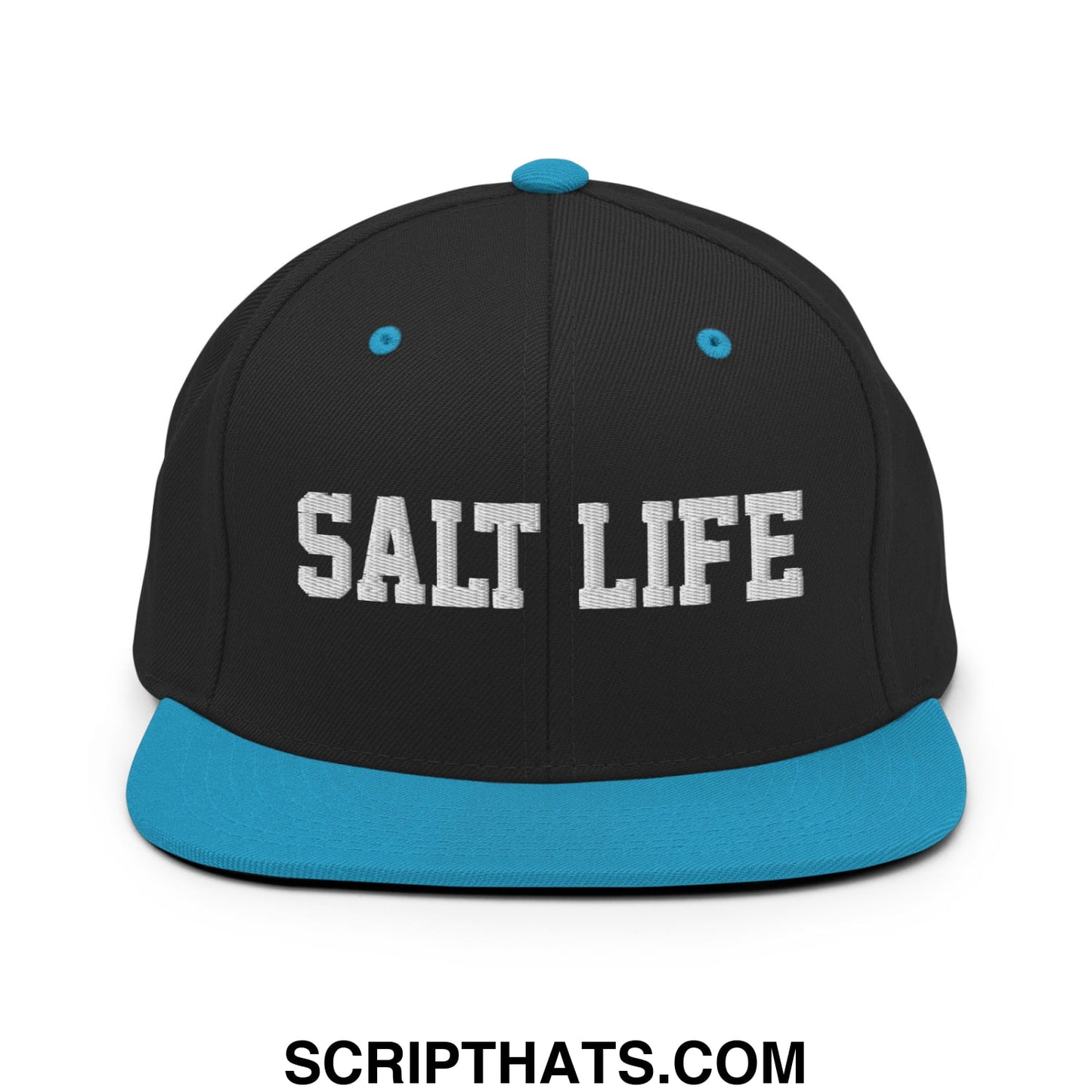 Salt Life Embroidered Flat Bill Brim Snapback Hat Black Teal