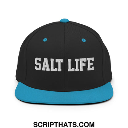 Salt Life Embroidered Flat Bill Brim Snapback Hat Black Teal