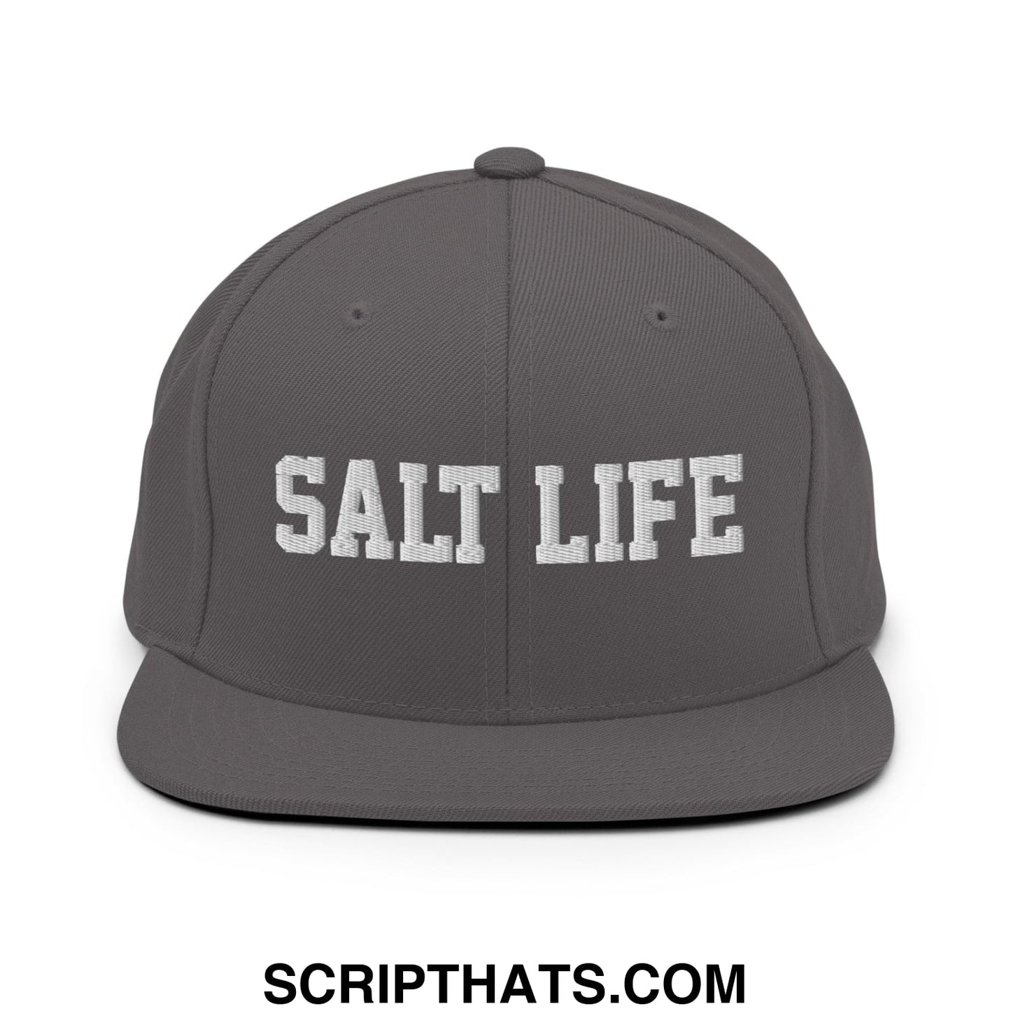 Salt Life Embroidered Flat Bill Brim Snapback Hat Dark Grey