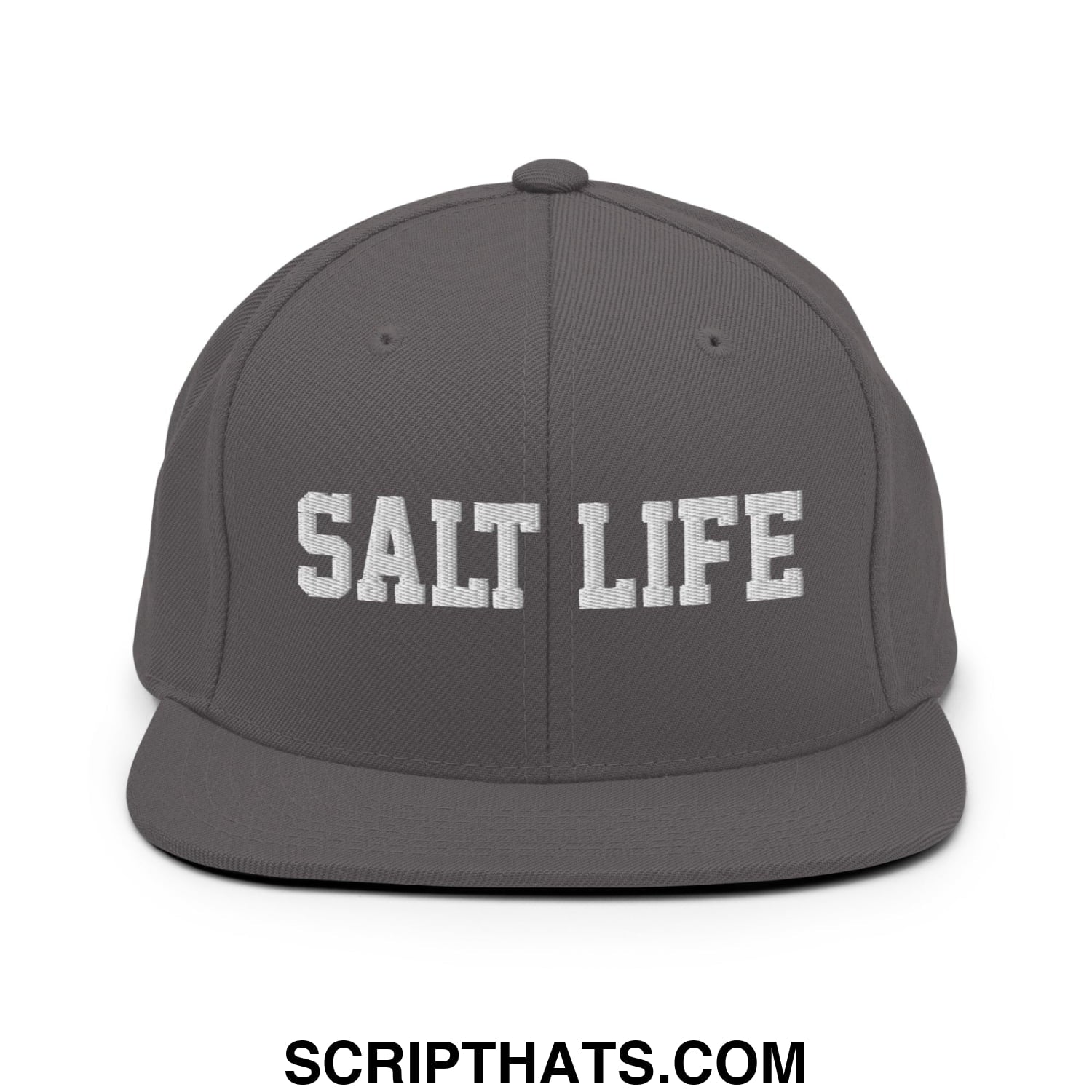 Salt Life Embroidered Flat Bill Brim Snapback Hat Dark Grey
