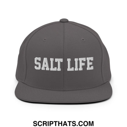 Salt Life Embroidered Flat Bill Brim Snapback Hat Dark Grey