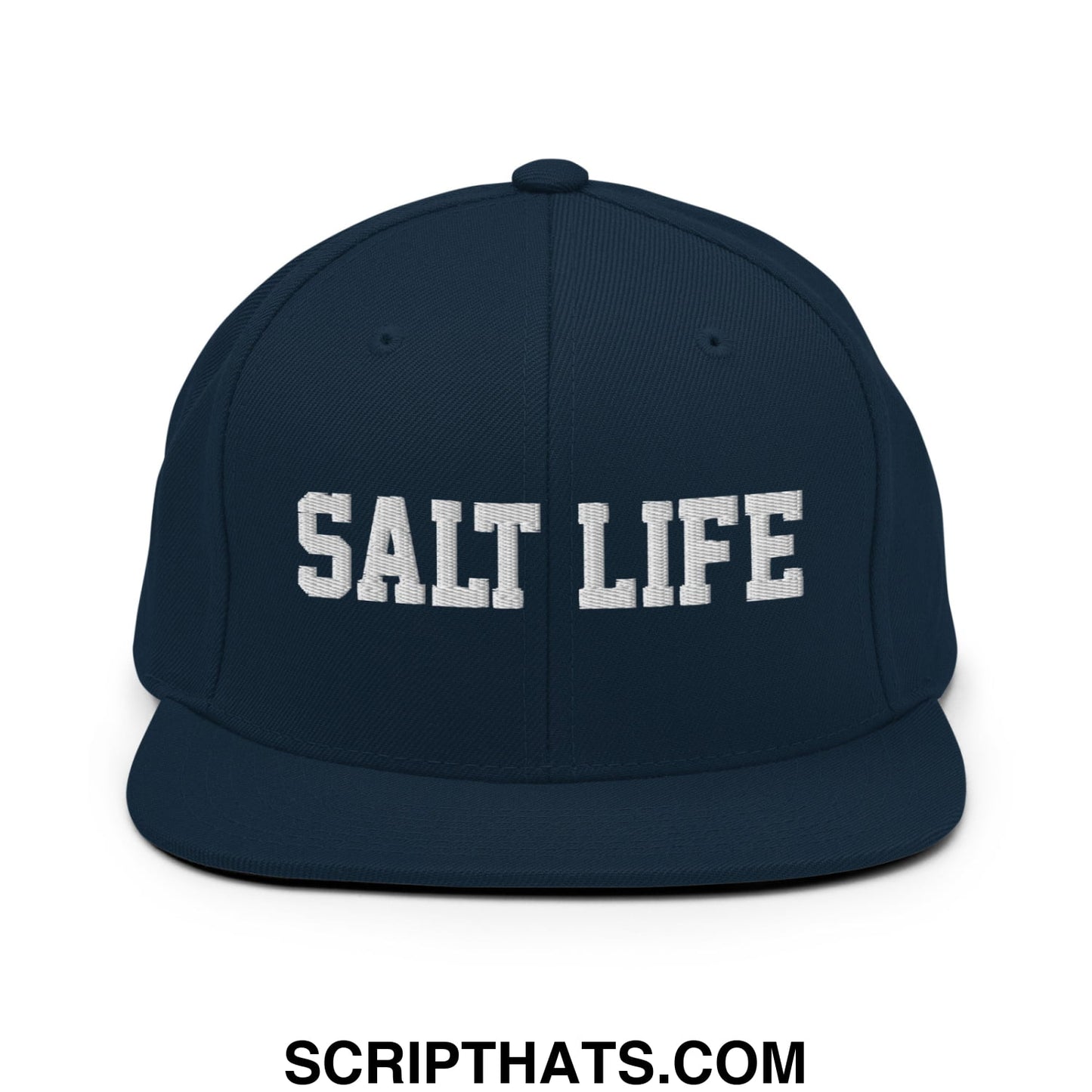 Salt Life Embroidered Flat Bill Brim Snapback Hat Dark Navy