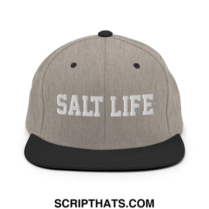Salt Life Embroidered Flat Bill Brim Snapback Hat Heather Black