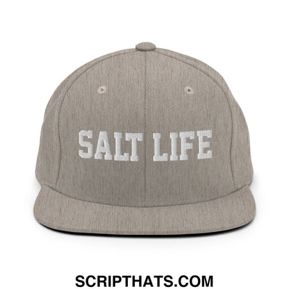 Salt Life Embroidered Flat Bill Brim Snapback Hat Heather Grey