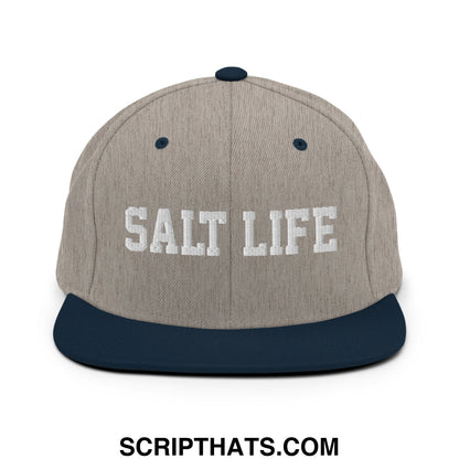Salt Life Embroidered Flat Bill Brim Snapback Hat Heather Grey Navy