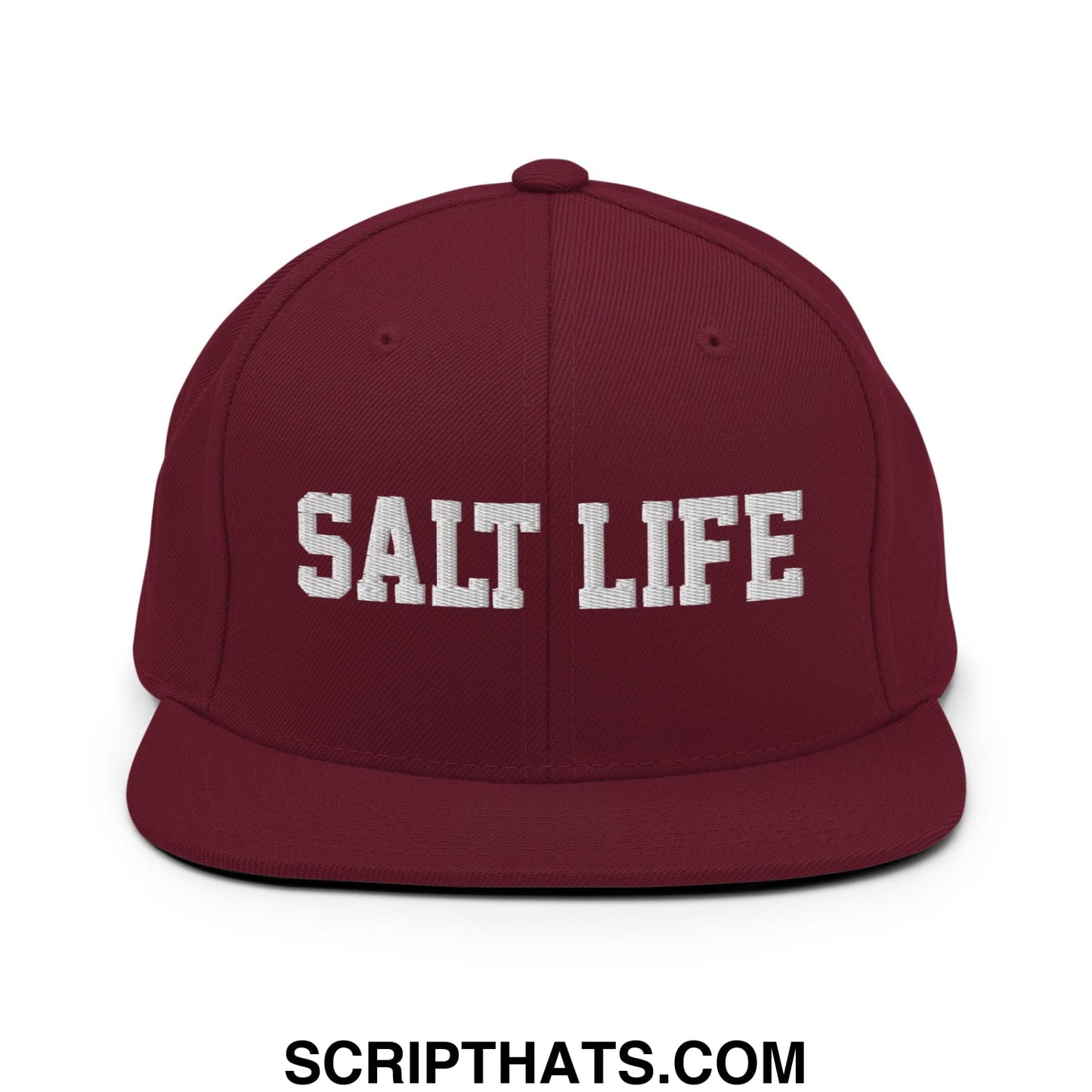 Salt Life Embroidered Flat Bill Brim Snapback Hat Maroon