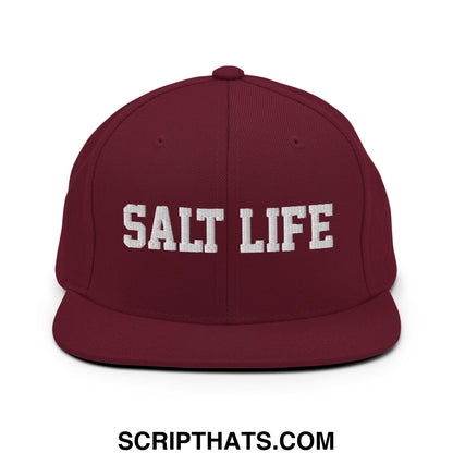 Salt Life Embroidered Flat Bill Brim Snapback Hat Maroon