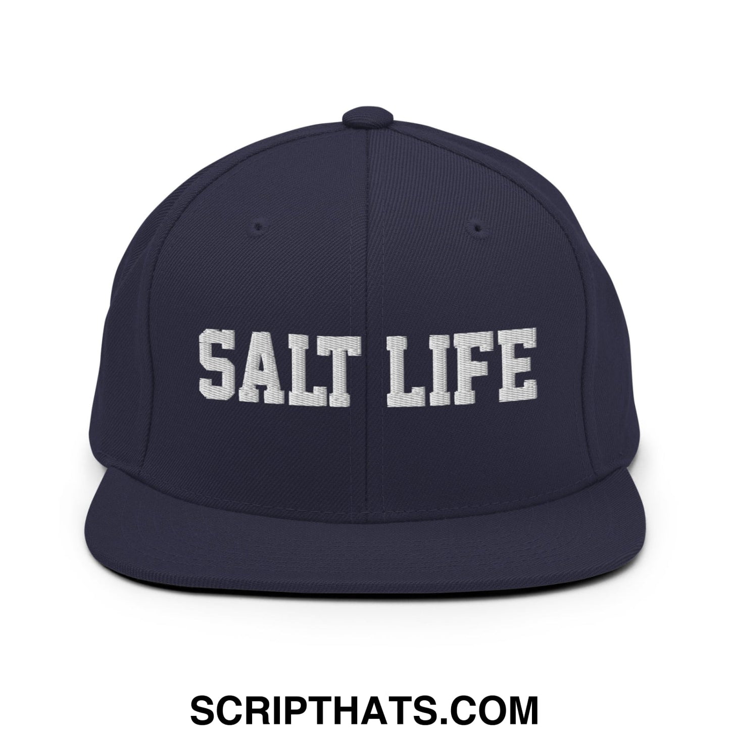 Salt Life Embroidered Flat Bill Brim Snapback Hat Navy