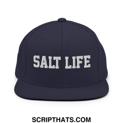 Salt Life Embroidered Flat Bill Brim Snapback Hat Navy