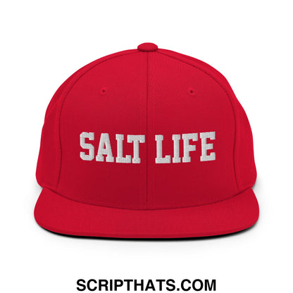 Salt Life Embroidered Flat Bill Brim Snapback Hat Red