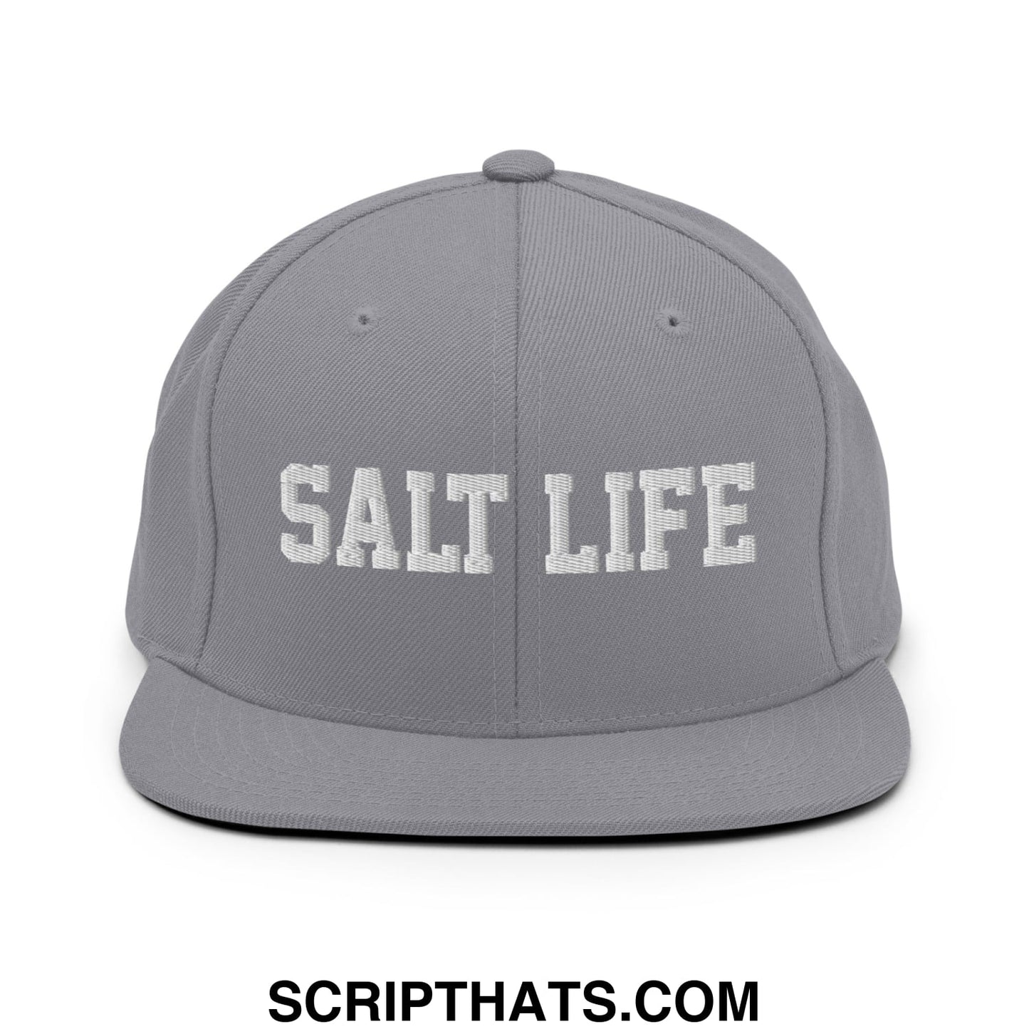 Salt Life Embroidered Flat Bill Brim Snapback Hat Silver