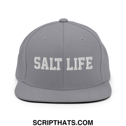 Salt Life Embroidered Flat Bill Brim Snapback Hat Silver