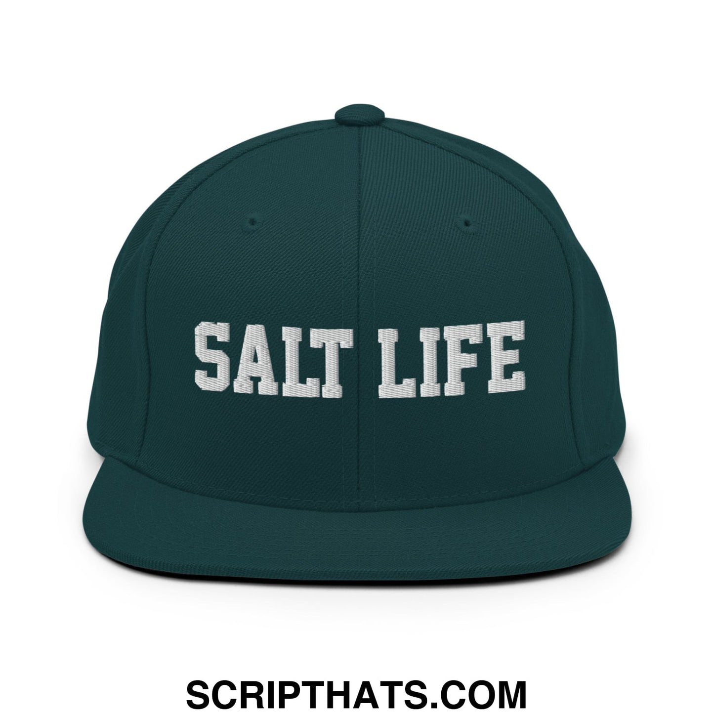 Salt Life Embroidered Flat Bill Brim Snapback Hat Spruce