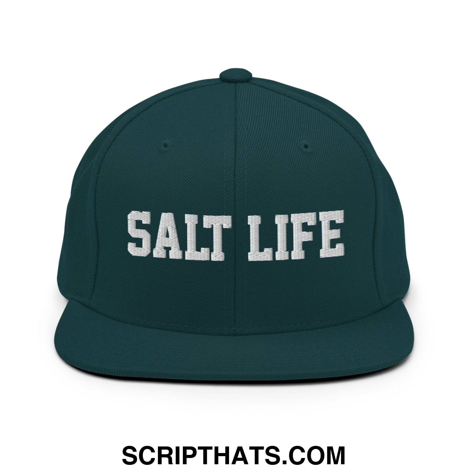 Salt Life Embroidered Flat Bill Brim Snapback Hat Spruce