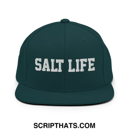 Salt Life Embroidered Flat Bill Brim Snapback Hat Spruce