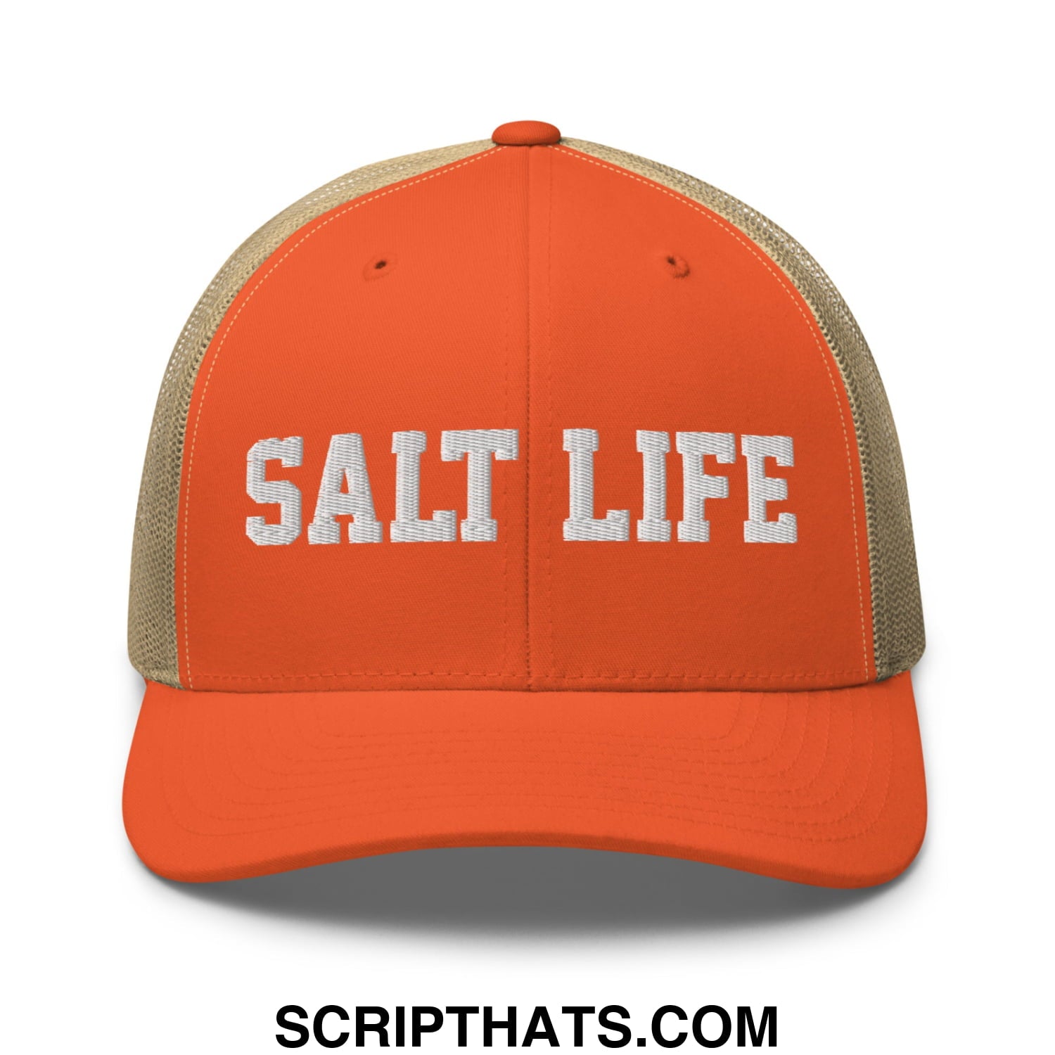 Salt Life Embroidered Mesh Trucker Hat Rustic Orange Khaki