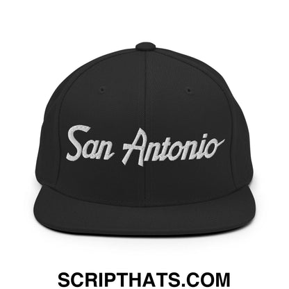 San Antonio Script Snapback Hat Black