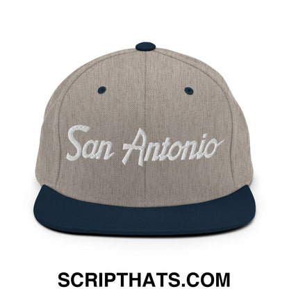 San Antonio Script Snapback Hat Heather Grey Navy