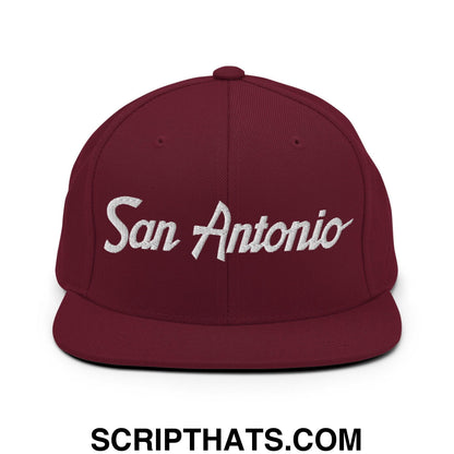 San Antonio Script Snapback Hat Maroon