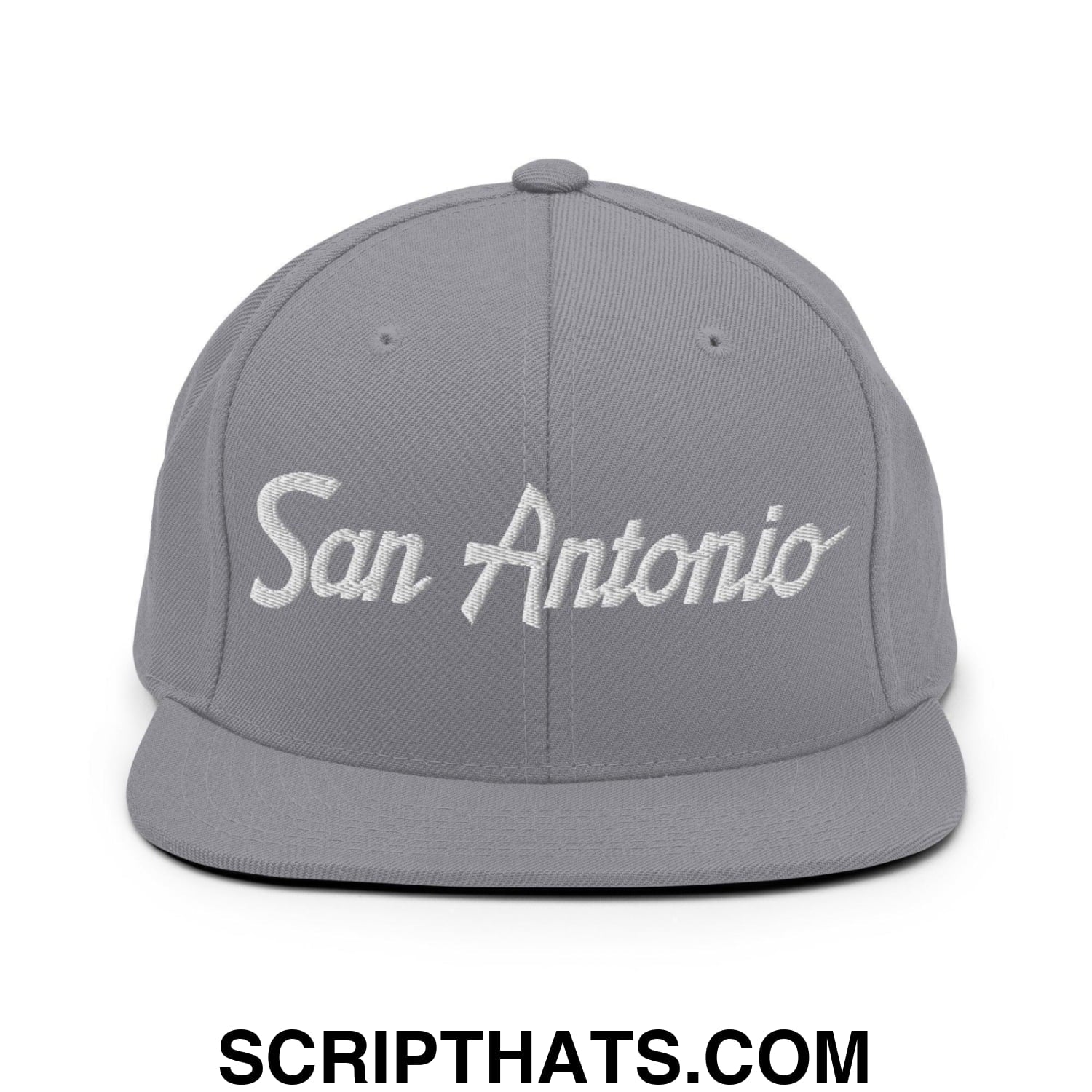 San Antonio Script Snapback Hat Silver