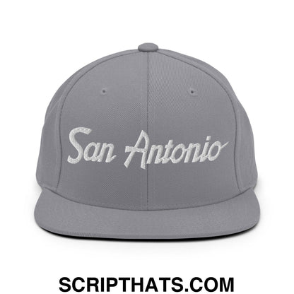 San Antonio Script Snapback Hat Silver