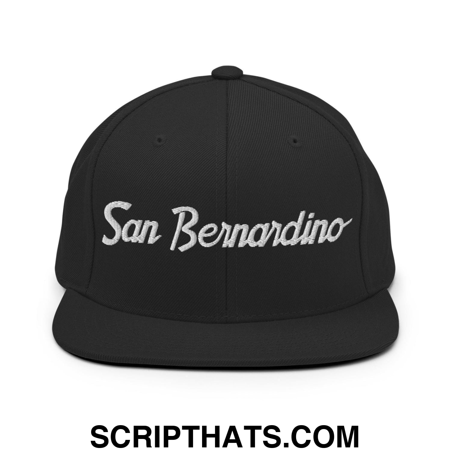 San Bernardino Script Snapback Hat Black