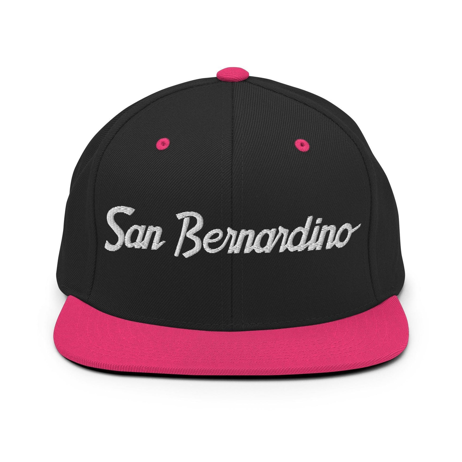 San Bernardino Script Snapback Hat Black/ Neon Pink