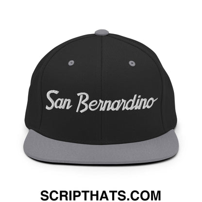 San Bernardino Script Snapback Hat Black Silver