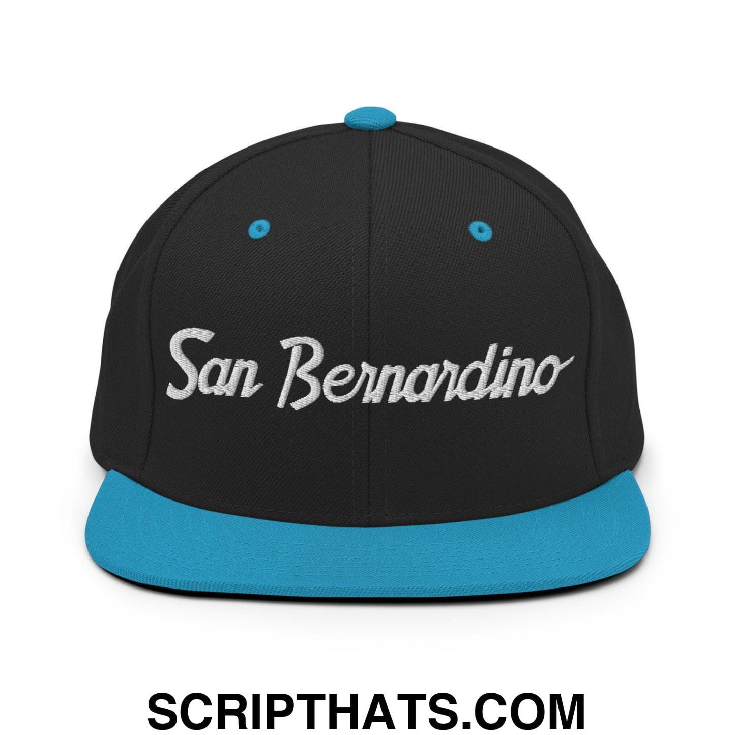 San Bernardino Script Snapback Hat Black Teal